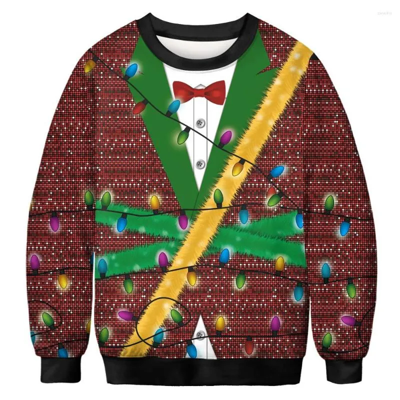 Men's Sweaters Women Men Funny Tacky Ugly Christmas Sweater 3D Digital Printing Couples Pullovers Holiday Party Year Jumpers Tops