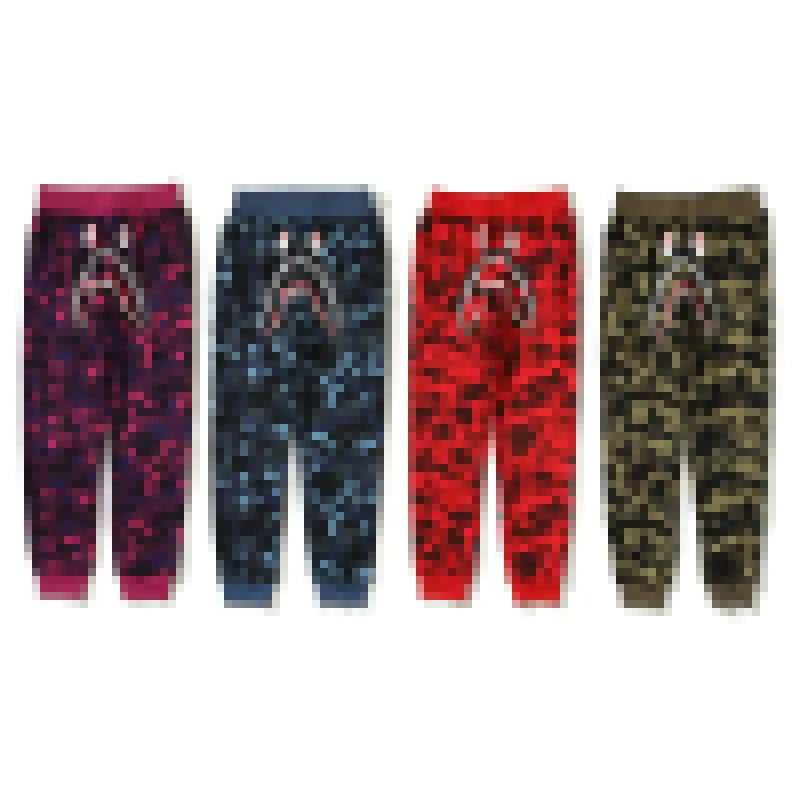 New A Bathing A Ape Pantalones casuales de Terry para hombre con cabeza de tiburón de camuflaje japonés