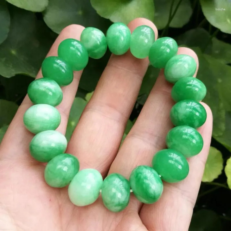 Strand Natural Green Jade Bracelet Men Women Fine Jewelry Accessories Echte Myanmar Jadeite armbanden Burma Jades Stone Bangles