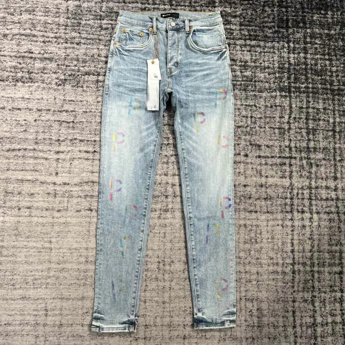 purple jeans designer jeans pants purple brand jeans Purple Jeans summer  hole 2023 new style Embroidery self cultivation and small feet fashion