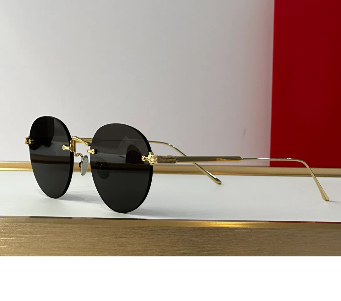 Bezprzewodowe okulary przeciwsłoneczne złota metal ciemnoszare soczewki mężczyźni Summer Sunnies Gafas de Sol Sonnenbrille Uv400 Eye Wear with Box 1JF2