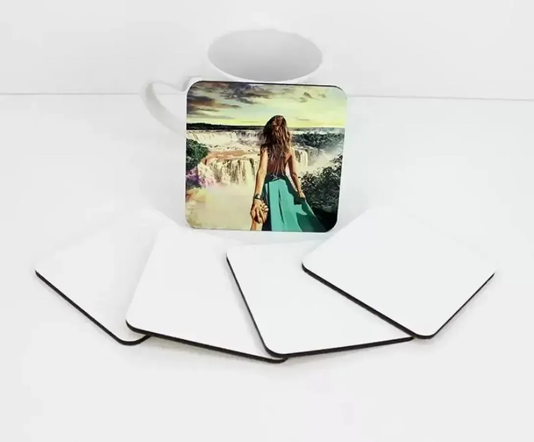 UPS 95x95mm Sublimation Coaster 4mm Thick MDF Wooden DIY Gift Cup Mat Customized Desk Decoration Cup Pad for Coffee Mug Water Bottle LL