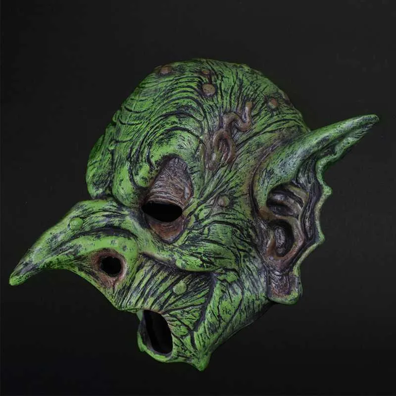 Máscaras de festa Elfo verde assustador Máscara de látex Carnaval Cosplay Máscara de cabeça cheia Máscara de terror de Páscoa Rímel de Halloween Cool Elf Máscaras de rosto inteiro L230803