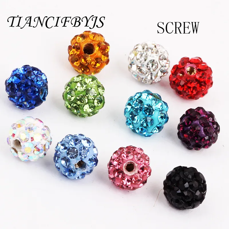 Labret Lip Piercing Jewelry 50 pcslot 3 6 10mm Screw On Stainless Steel Crystal Ball Head 1416G Hole Eyebrow Tongue Belly Body Parts 230802