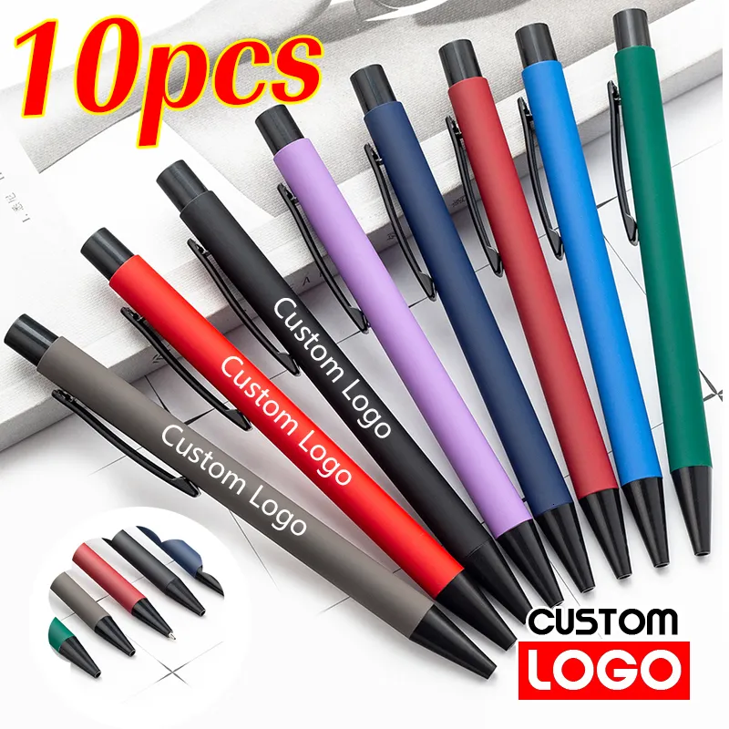 Balpennen 10 stks Student Gift Pen Custom Reclame Gel Business Metalen Kantoorbenodigdheden Belettering Naam Groothandel 230803