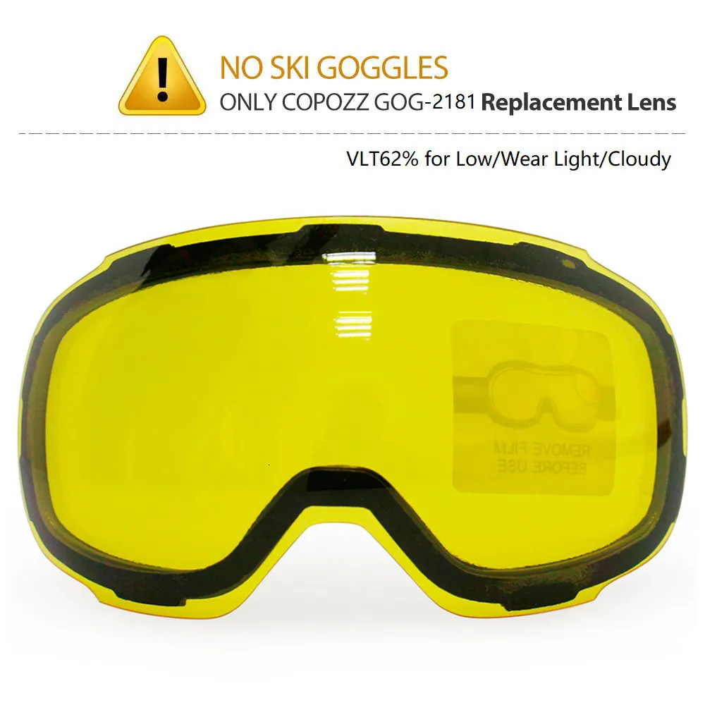 Óculos de esqui COPOZZ Original GOG-2181 Lente amarela enfeitada lente magnética para óculos de esqui Anti-nevoeiro UV400 Óculos de esqui esférico Lente de esqui noturno 230802