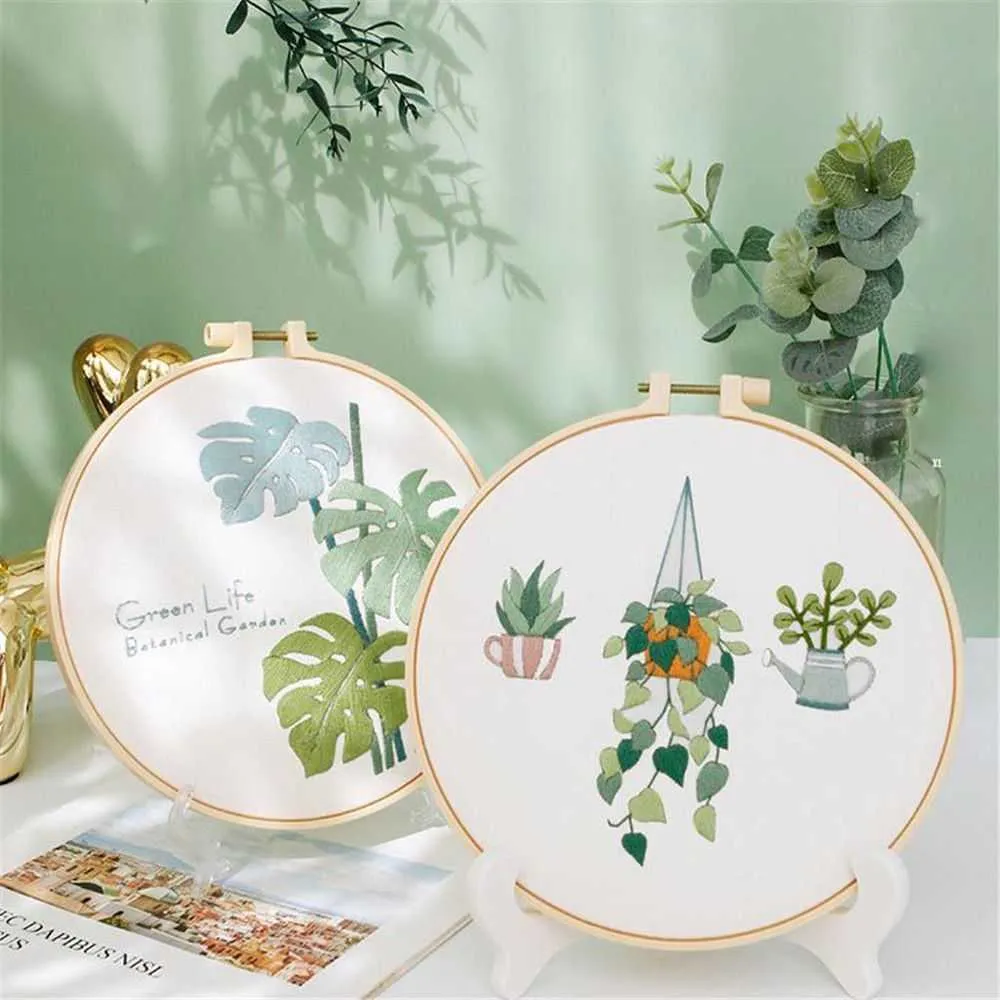 Chinese Style Products DIY Flowers Plants Pattern Stamped Embroidery Starter Needlework Cross Stitch Cloth Threads Needle Arts Craft Sewing Tools