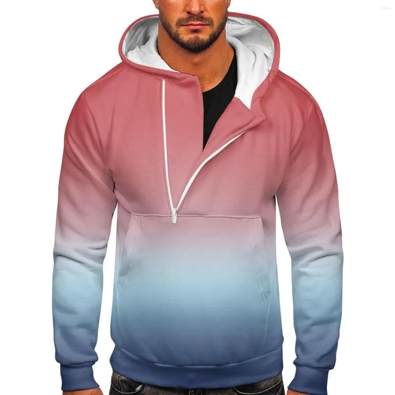 Hommes Hoodies Hommes Zip Up Sweat À Capuche Automne Hiver Sports Couleur Mince À Capuche Fermeture Éclair À Manches Longues Poche Graphique En Plein Air