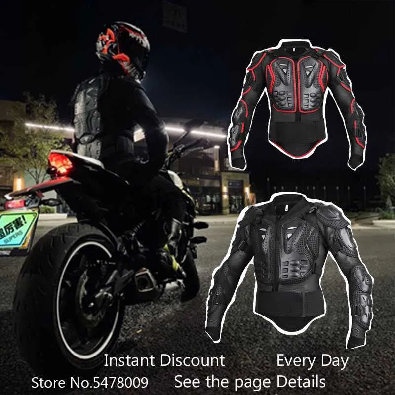 Motorcykelkläder S4XL Plus Size Motorcykel Full Body Jacket Protective Gear Motocross Jackets Off Road Moto Riding Downhill Motorcykelskydd X0803