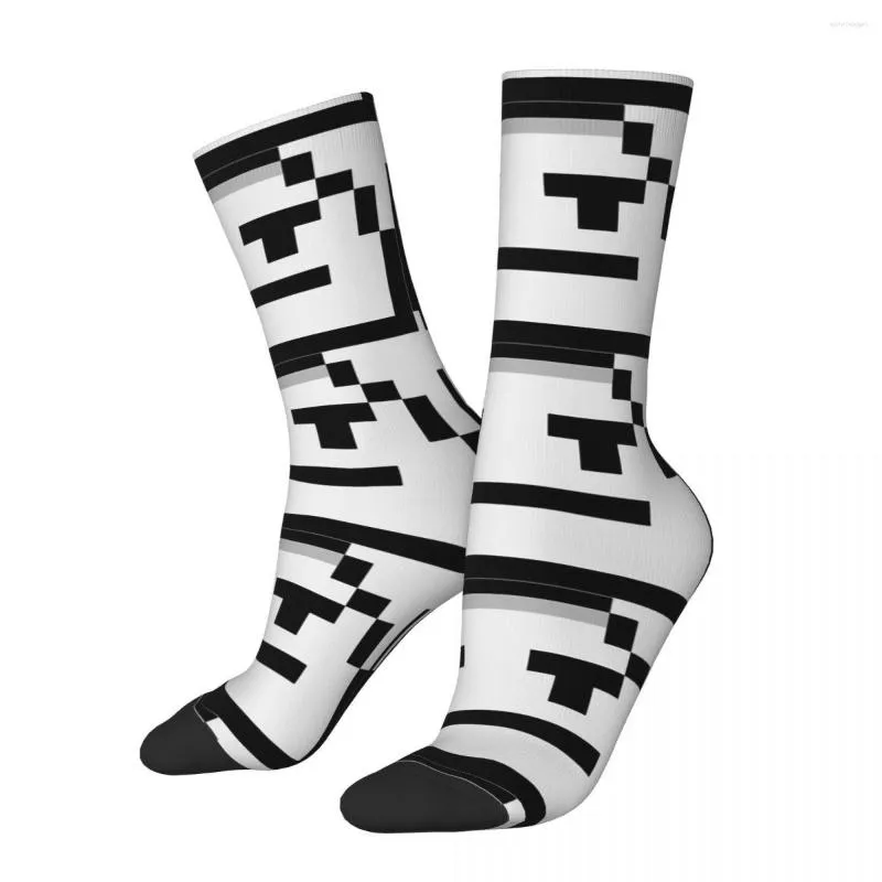 Herrstrumpor rolig lycklig kompression missnöjd ansikte vintage harajuku pixel street stil nyhet mönster crew crazy sock