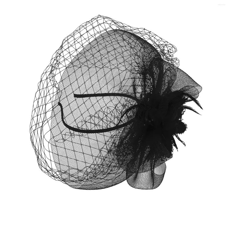 Bandanas Flower Top Hat Mesh Headgear Yarn Headdress Wedding Hair Decor Bridal Feathers Headpiece Headband