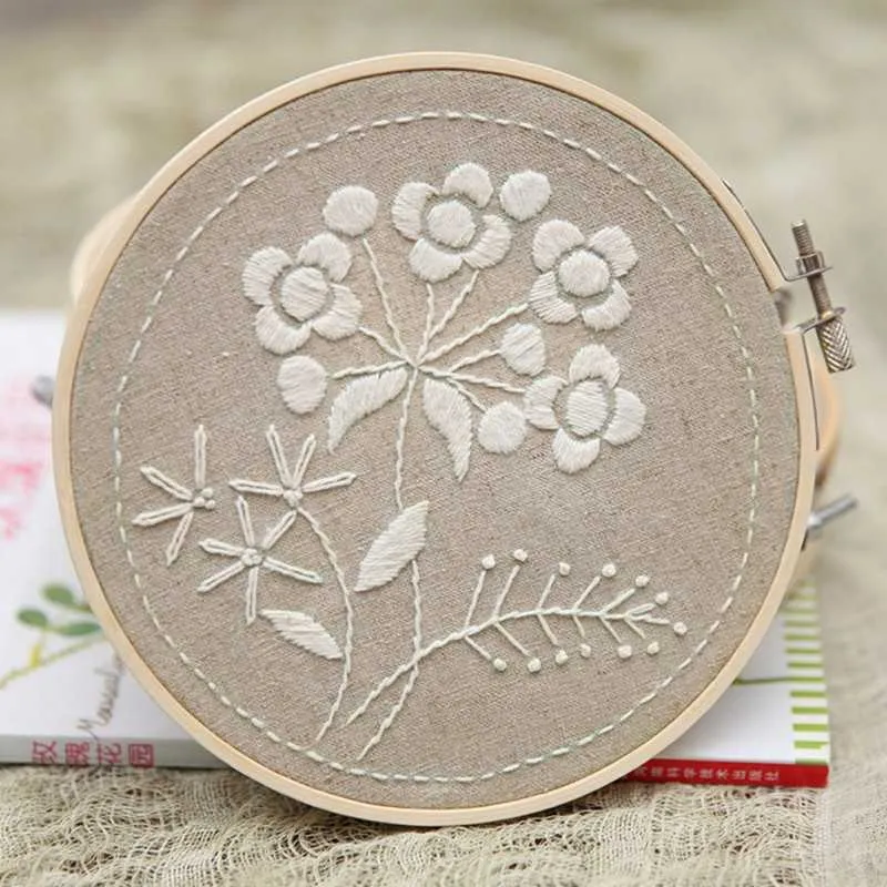 Produtos de estilo chinês, conjunto de artesanato de costura diy com aro, ferramentas de bordado artesanal, padrão de flores adequado para iniciantes 15cm