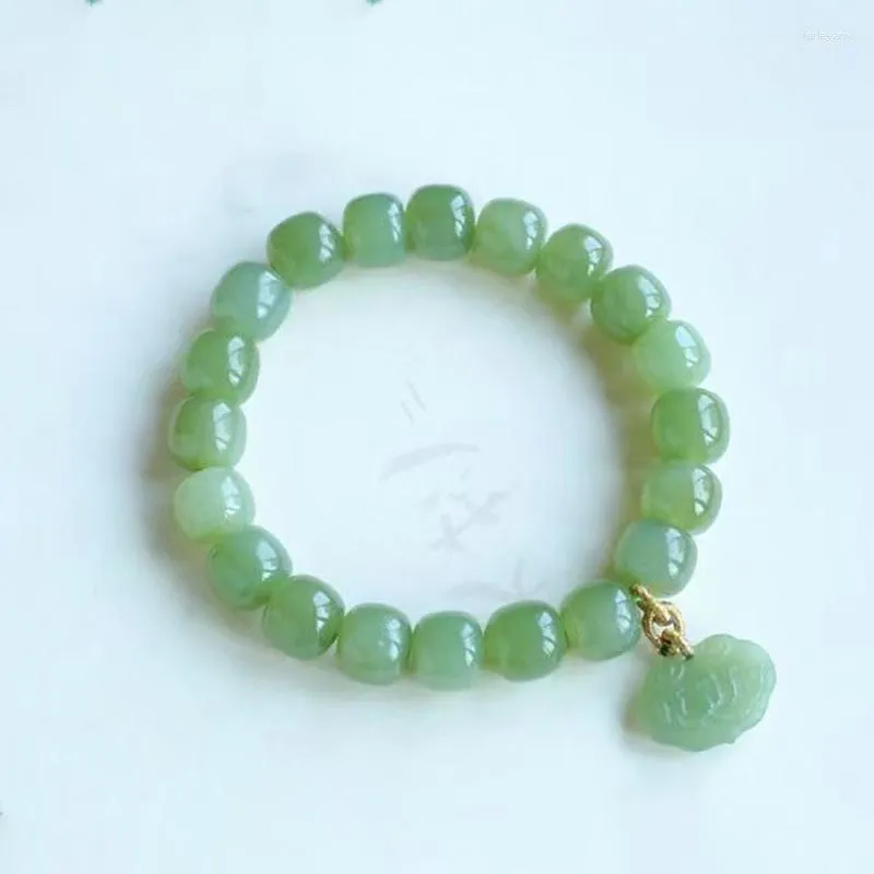 Braccialetti in pietra naturale verde chiaro perline per secchio fai da te con ciondolo Ru Yi per regalo di gioielli di moda semplice fresco da donna