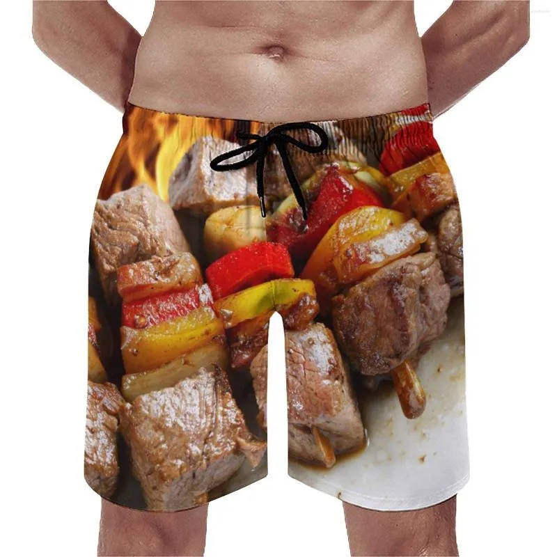 Men's Shorts Anime Beach Food Delicacy(0007) Loose Elastic Causal Vintage Male Adjustable Drawcord Breathable Quick