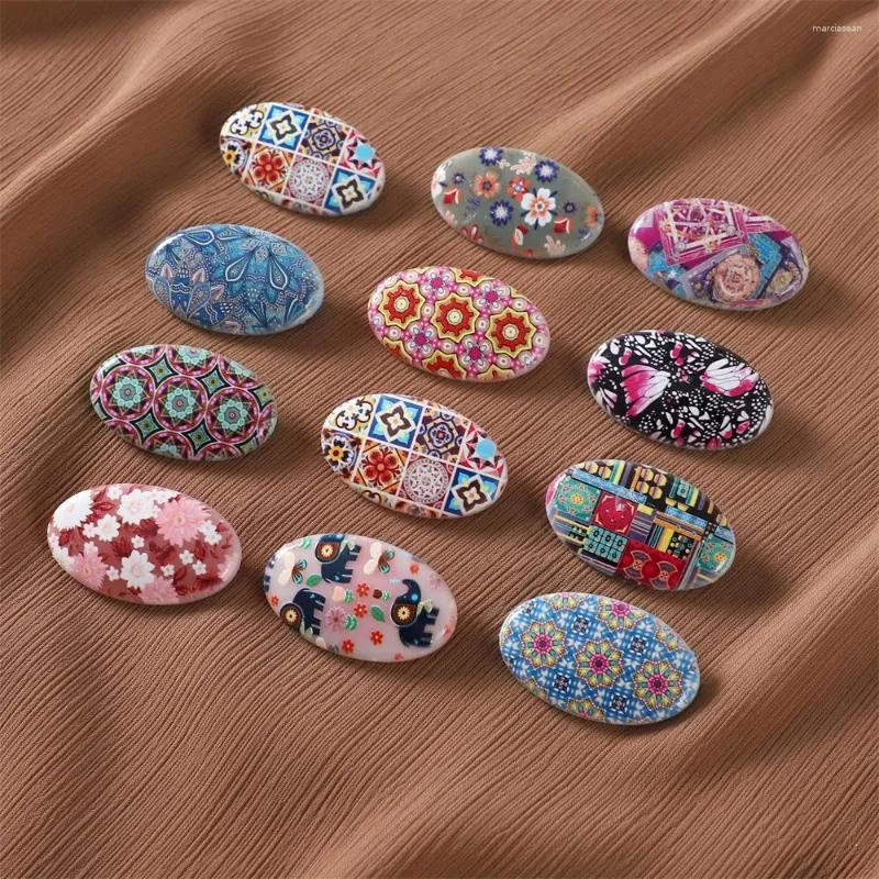 Broches 3 pièces/ensemble imprimé ovale épingles de sûreté Hijab Clips foulard châle écharpe dame musulman fixe soie boucle couleur aléatoire