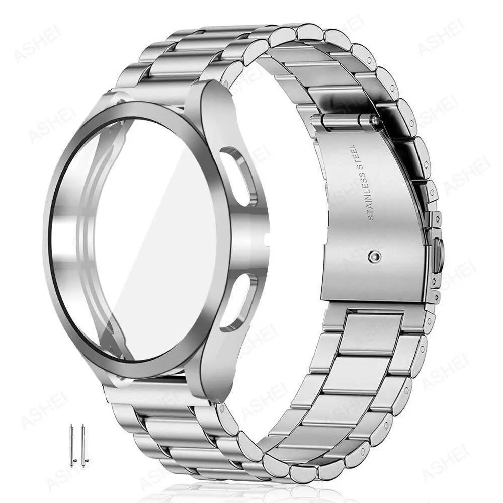 Banda + capa para Samsung Galaxy Watch 6 4 5 44mm 40mm 43mm 47mm Pulseira de aço inoxidável Galaxy Watch 4 Classic 46mm 42mm 5 Pro 45mm Strap TPU Case