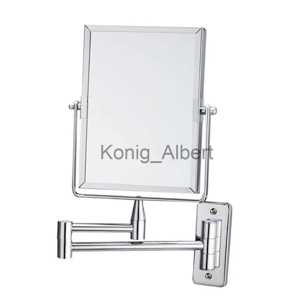 Kompaktspiegel, beidseitig schwenkbarer Wandspiegel mit normaler und 2-facher Vergrößerung, ausziehbarem Arm, transparentes Chrom-Finish x0803