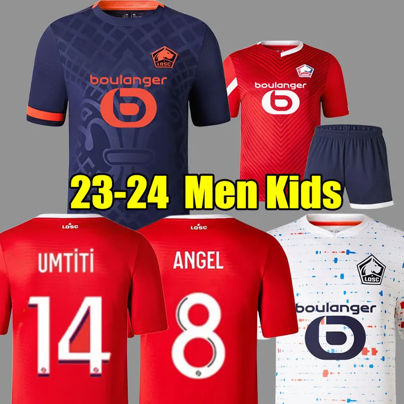 LOSC Lille 23 24 voetbalshirts 14 UMTITI 8 Angel CABELLA J DAVID YAZICI OUNAS voetbalshirt 2023 2024 uit derde 3e maillot mannen Kids Kit Uitrusting