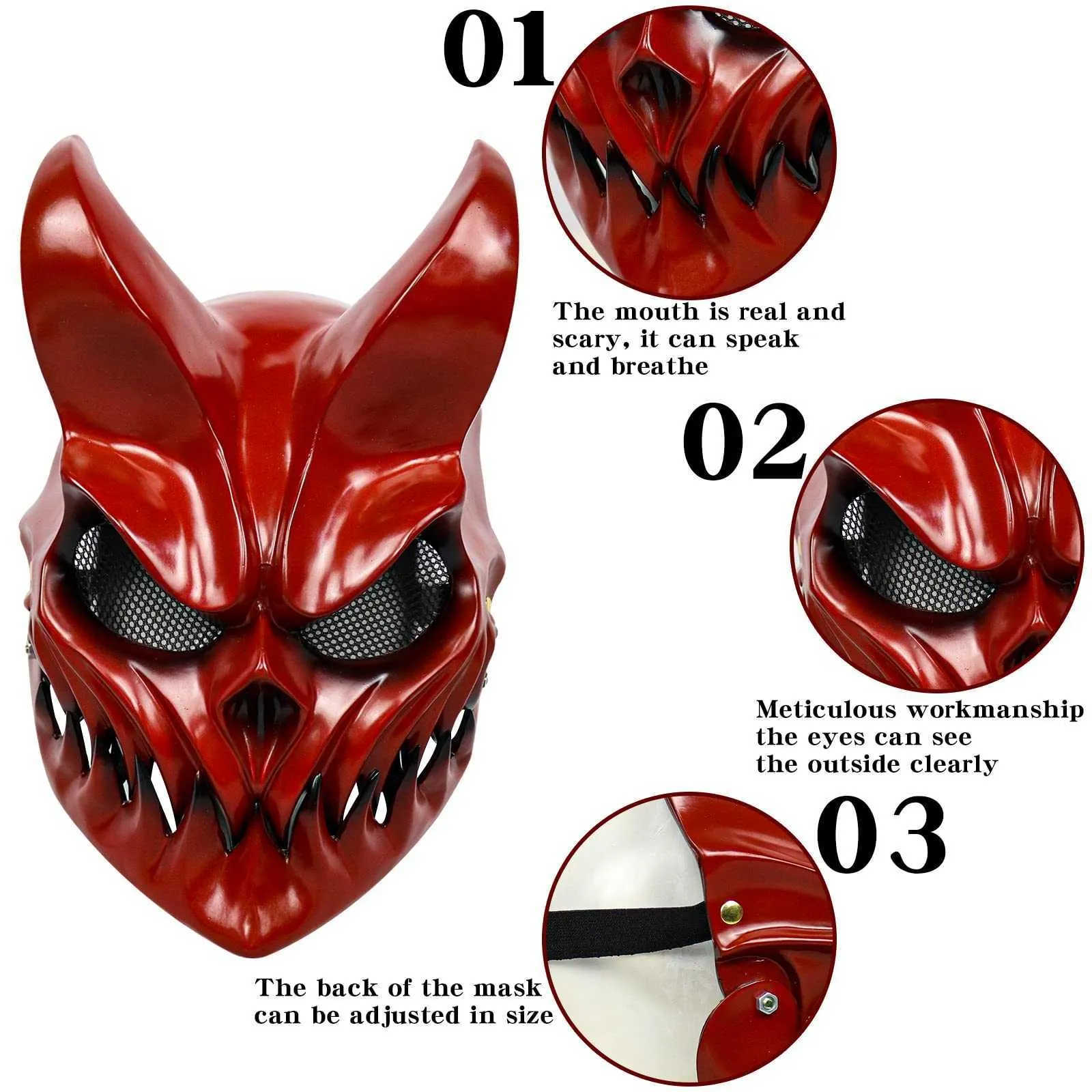 Scary Halloween Mask - Alex Demon Full Face Mask, Shikolai Style