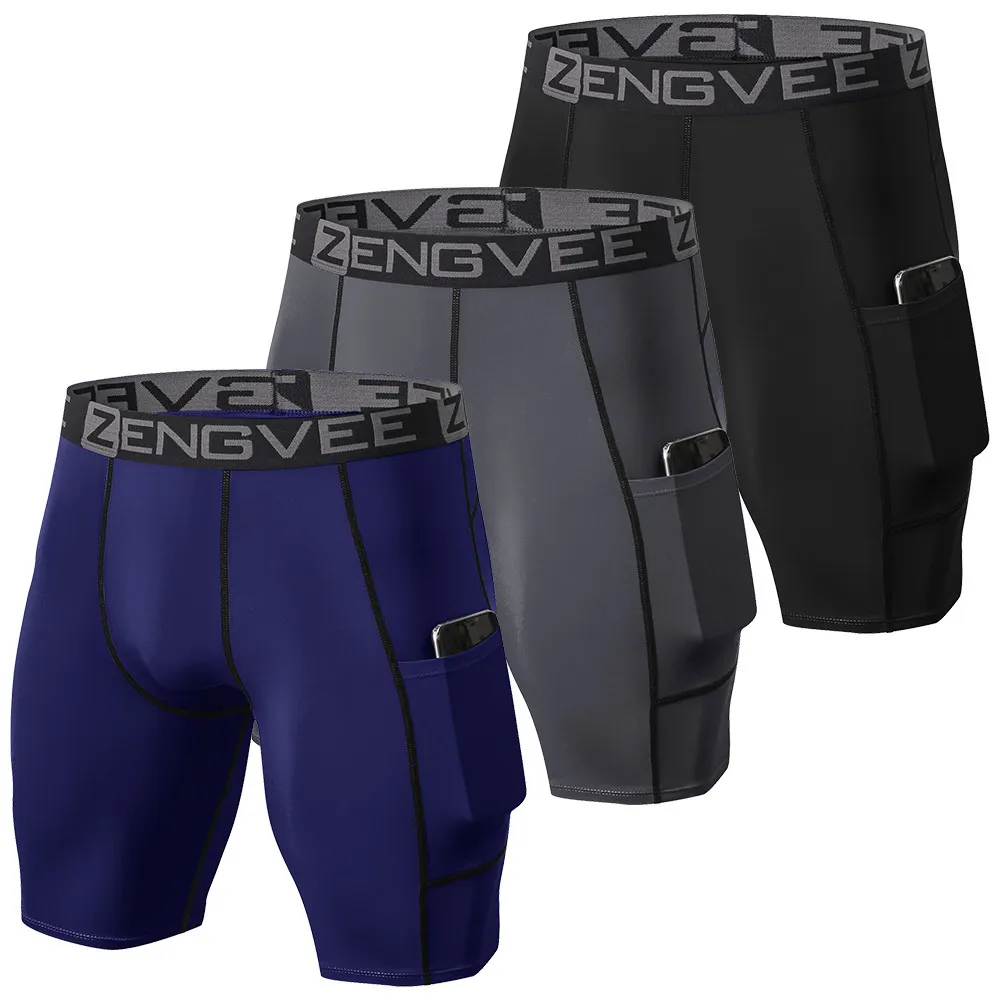 Mens Shorts 3 Pack Compression Cool Dry Running Base Layer With