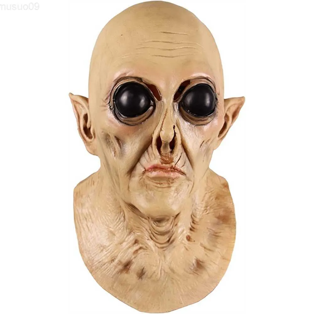 Party Masken Alien Latex Maske Gruselige Halloween Ufo Kostüm Party Maske Cosplay Außerirdische Kostüm Requisiten L230803