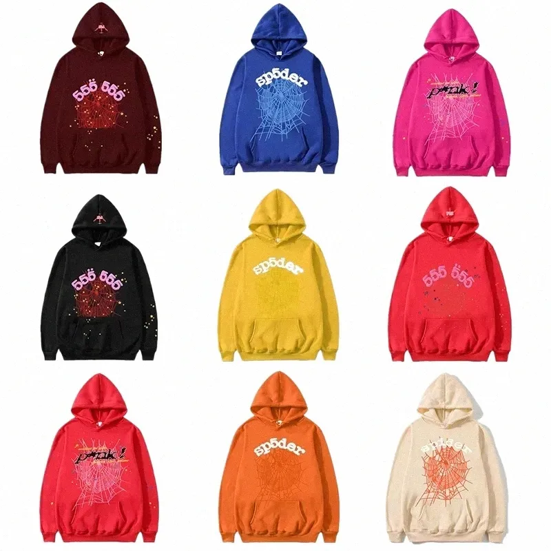 Hoodies voor heren Sweatshirts modemerk hoodie designer streetwear 555 sterrenprint spinnenweb roze hoge kwaliteit populair pak heren en dames hoodi I8yk#