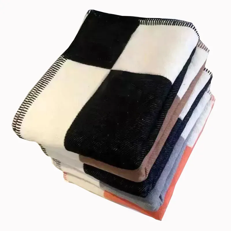 Cachecol de imitação de lã macia xale portátil quente xadrez sofá-cama de lã tricotado manta manta capa rosa manta caxemira