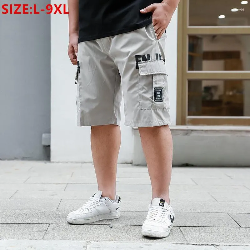 Men's Shorts Cargo Men Summer Thin Loose Plus Size 9XL Young Fashion Black 8XL High Waisted Pockets Boy 7XL 6XL 5XL Fat Half Trousers