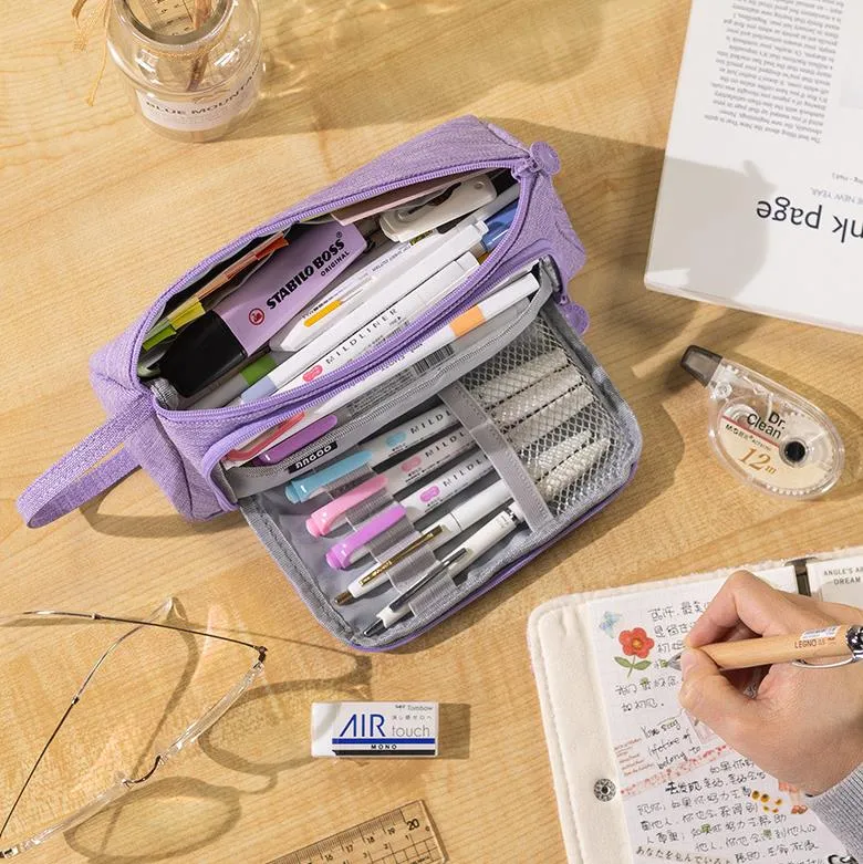 Cute Pencil Bag Big Capacity Pink Oxford Pen Case Stationery