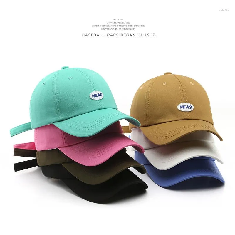 Bonés de bola de algodão Boné de beisebol para mulheres e homens Moda NEAS Letter Patch Hats 2023 Summer Sun Soft Top Casual Snapback Hat