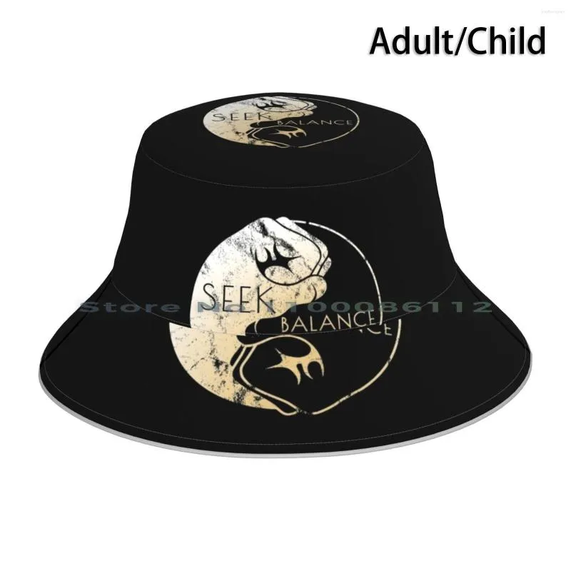 Berets Two Fist Yin Yang Fists Seek Balance Martial Arts Karate Tae Kwon Do Judo Bucket Hat Sun Cap Punch