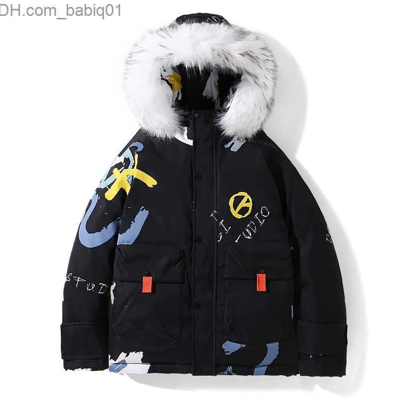 Men's Down Parkas Big size Down Jackets Men Winter Jacket Fashion Warm Fur Duck Down Coats Big Pockets Thick Parkas Snow jacket 4XL T230803