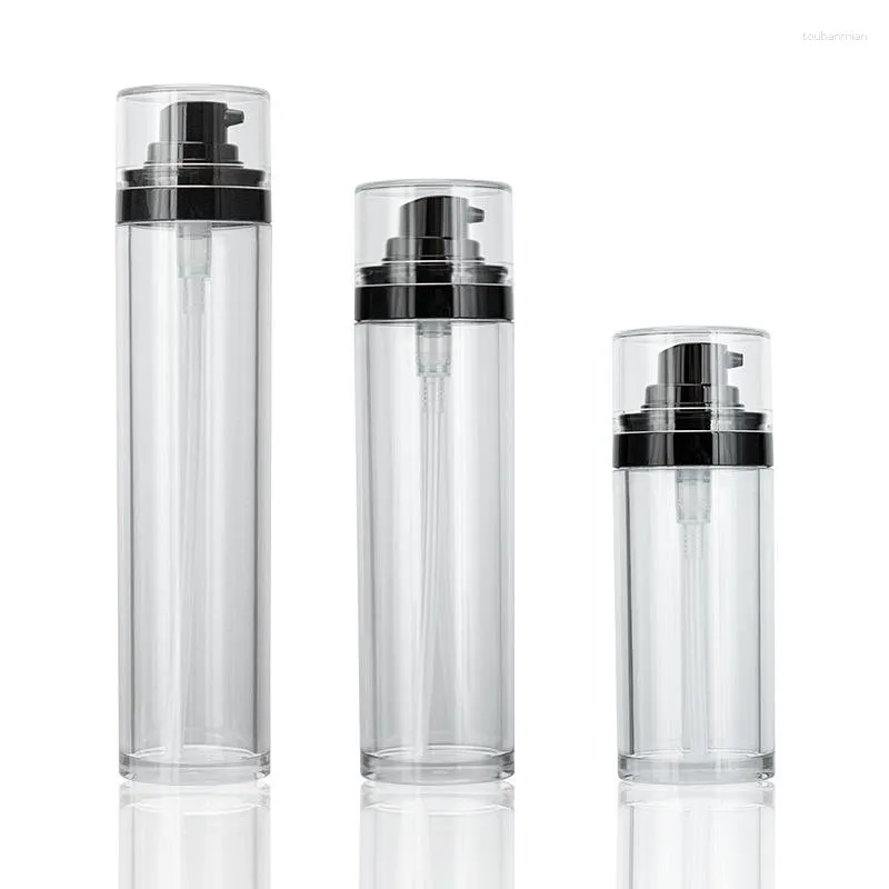 Storage Bottles Transparent Empty PET Plastic Bottle Black Lotion Pump 50ml 80ml100ml Thick Bottom Cosmetics Packaging Shampoo Containers