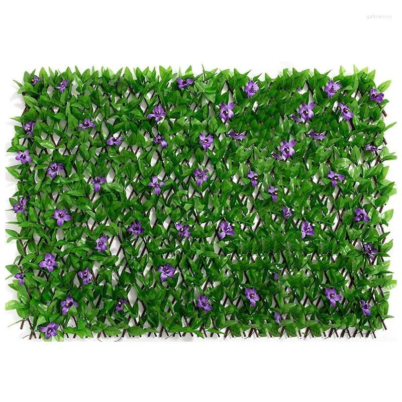Decorative Flowers Faux Ivy Fencing Panel Artificial Hedges Expandable Fence Privacy Screen For Balcony Patio Outdoor Garden Decor