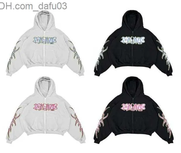 Sweats à capuche pour hommes Sweats à capuche Zipper Hoodie 2000s Vintage Hip Hop Street Cute Pattern Sweat-shirt Femme Automne et Hiver Street Niche Unique Couple Hoodie Z230803