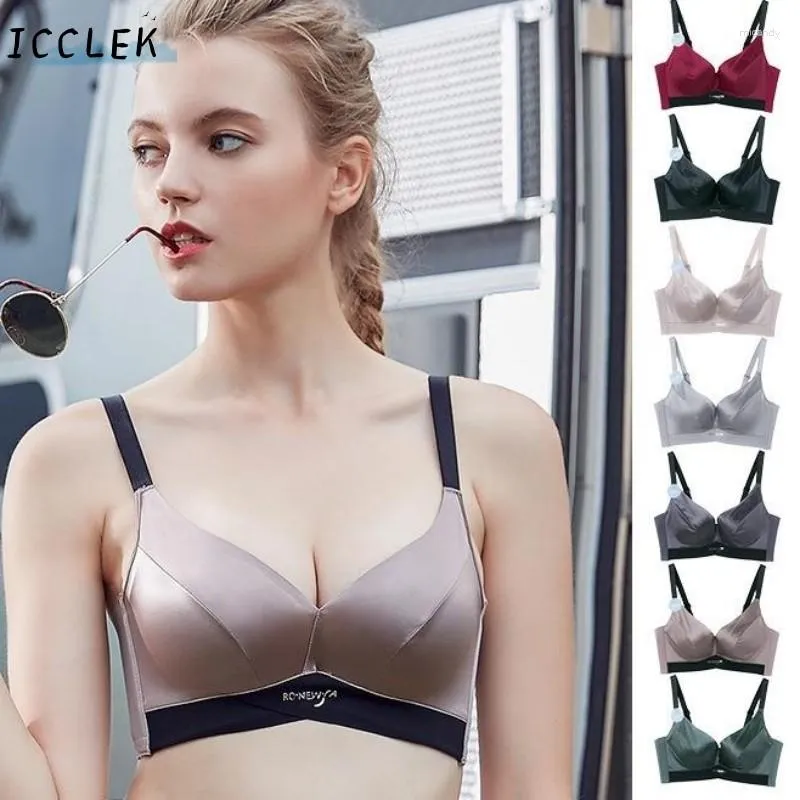 Bras ICCLEK Women Deep V Wireless Push Up Bra Adjustable Side Support  Breast Gathered Small Chest No Rings 5 Colors