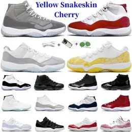 11 11s low Yellow Snakeskin Basketball Shoes Cement High Cherry Midnight Navy Cool Grey Cap and Gown DMP Concord Bred Men Women Trainers Sport Sneakers 36-47