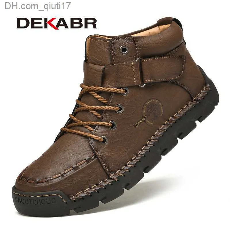 Botas masculinas de couro DEKABR botas de cano alto confortáveis botas de caminhada com novo design de couro macio botas de escritório sapatos esportivos Z230803