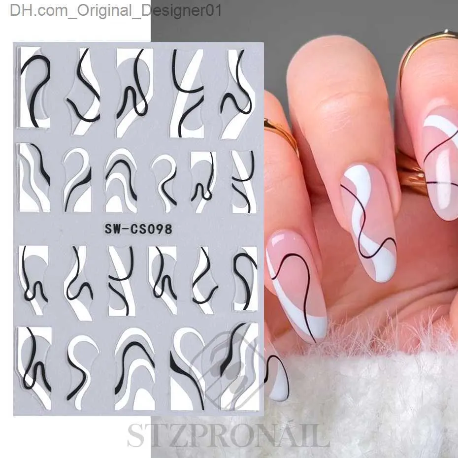  French Nail Art Stickers 3D Self-Adhesive French Manicure Nail  Stencils Wavy Line V Shape Nail Decals Designs French Tip Nail Stickers for  Women Girls DIY Nail Decoration Stencil Tools 6 Sheets 