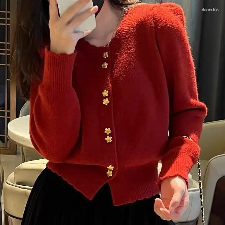 Kadın Örgüler 2023 Şık Kore Moda Sweaters Yıldız Düğmesi Örgü Hırdi Tatlı Zarif Vintage Kadınlar Kış Bahar Jumper'ları