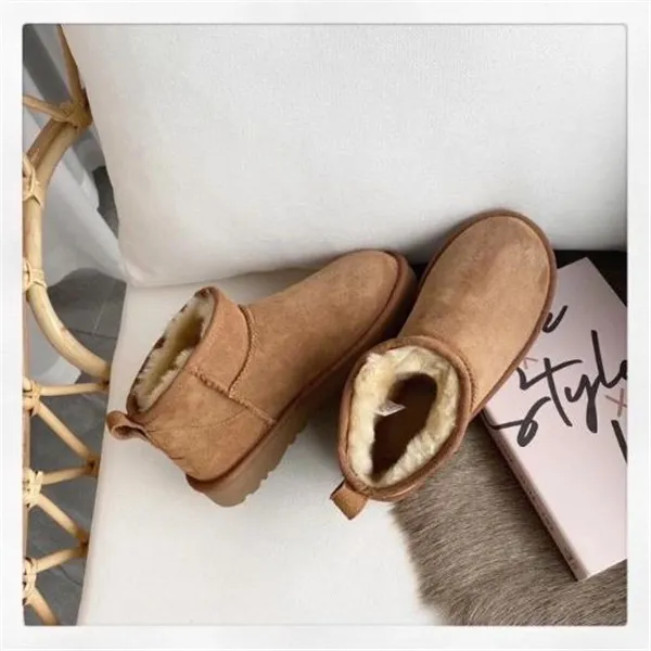 U GG Hot Women Ultra Mini Schnee Weiche bequeme Schaffell warm halten Stiefel mit Kartenstaubbeutel Schöne Geschenke_voghion.com