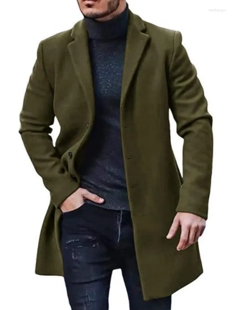 Trenchs pour hommes Manteau en laine Mode masculine Mi-longueur Boutique Pure Color Business Casual Laine Homme Haut de gamme Slim Wind