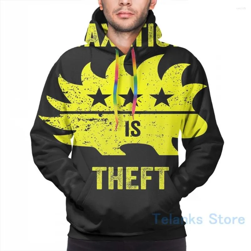 Mannen Hoodies Heren Sweatshirt Voor Vrouwen Grappige Vintage Verontruste Libertarian Belasting Is Diefstal Print Casual Hoodie Streatwear