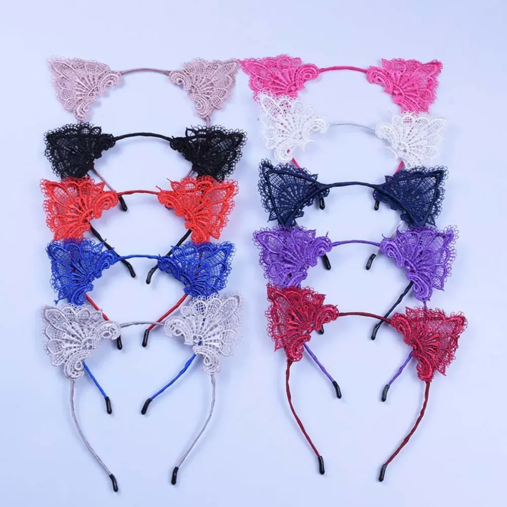 Christmas lace cat ears headband baby girls women sticks party performance European and American accessoriesZZ