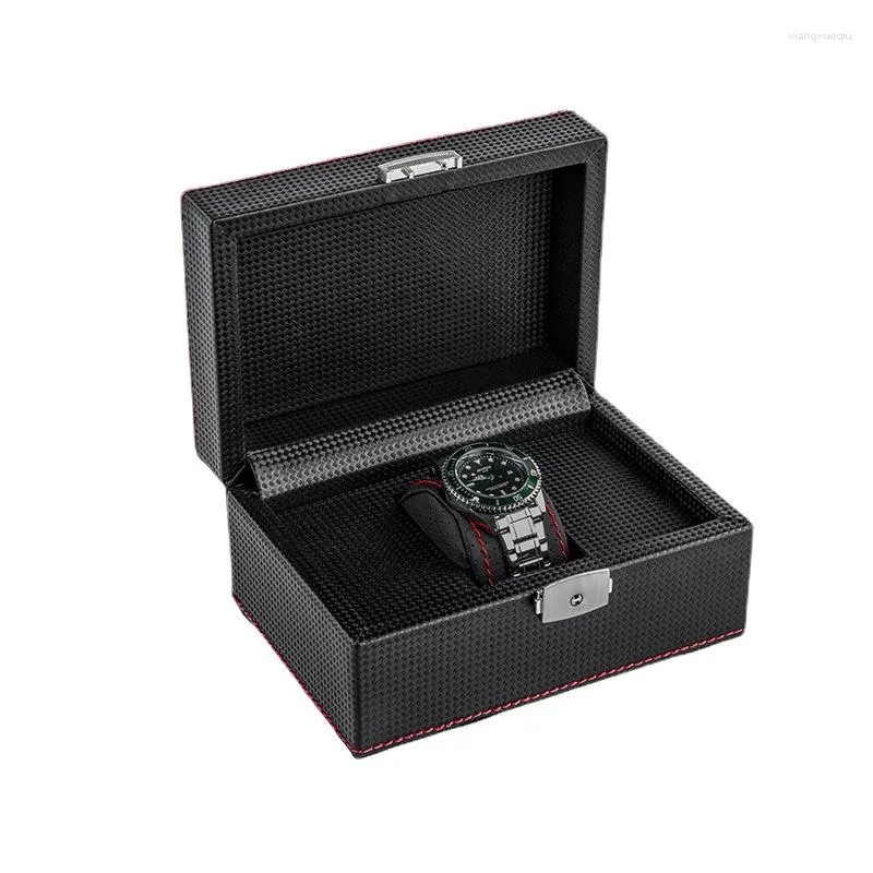 Watch Boxes Leather Box Storage Case 1 Slots Organizer With Lock Men Wrist Watches Display Collection Custom Logo Gift