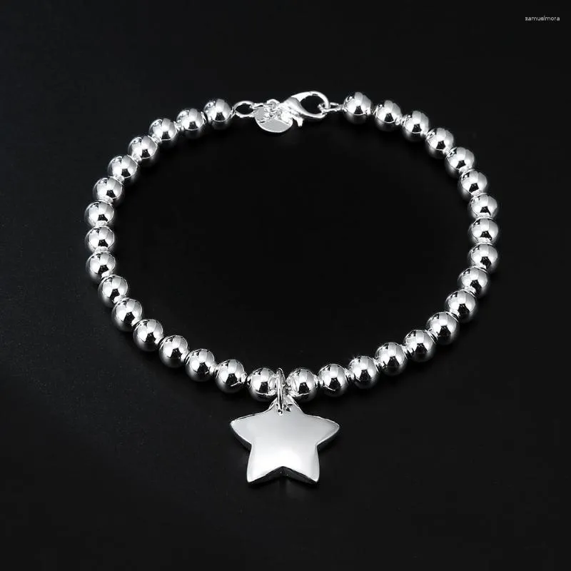 Link Armbanden Groothandel Verzilverd 4 MM Kraal Ketting Ster Voor Vrouwen Mode Bruiloft Kerstcadeaus Sieraden