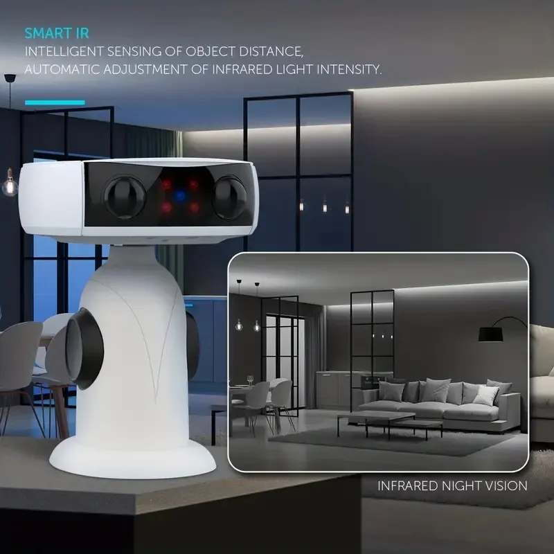 1 peça, robô de câmera IR inteligente sem fio interno / externo, detecção de movimento Wi-Fi com zoom, controle remoto APP, visão noturna, à prova de intempéries, IP66 à prova d'água