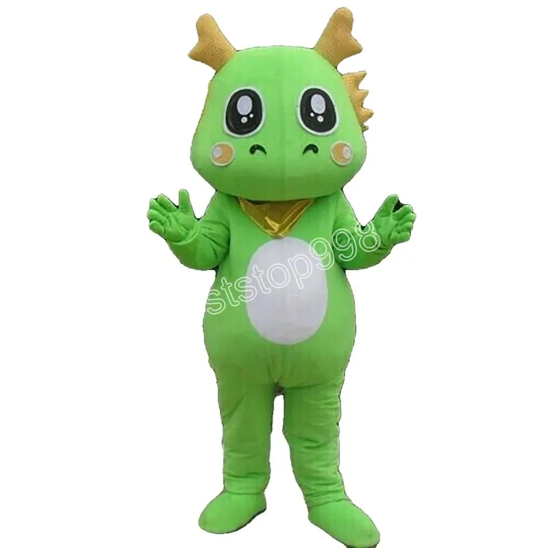 Green Dragon Mascot Costume Performance Symulacja kreskówka Anime Postacie dorośli rozmiar Bożego Narodzenia na zewnątrz strój reklamowy