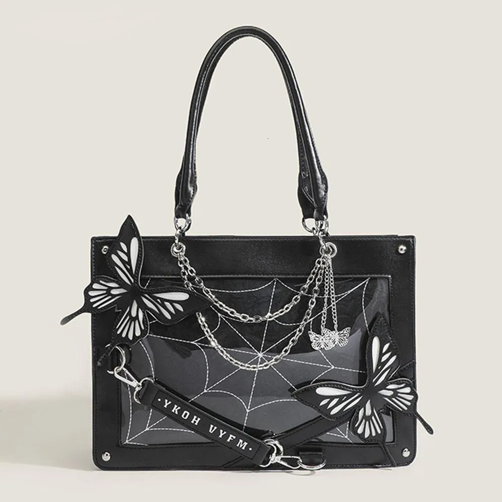 Gothic Gothic Crossbody Bag With Butterfly Knot And Chain Strap Perfect For Evening Halloween And Lolita Style Y2K Punk Style Purse For Women And Girls Big Shoulder Bag 230803 From Cong07 16.4