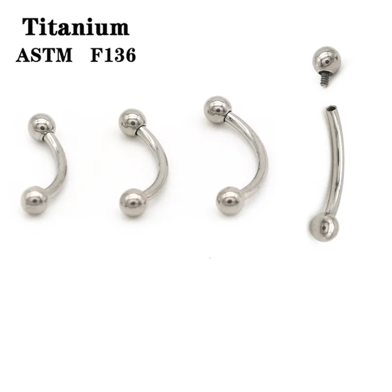 Labret Lip Piercing Jewelry ASTM 36 눈썹 반지 내부 스레드 바나나 구부러진 바벨 배꼽 배꼽 바디 16g 6mm 7mm 7mm 230802